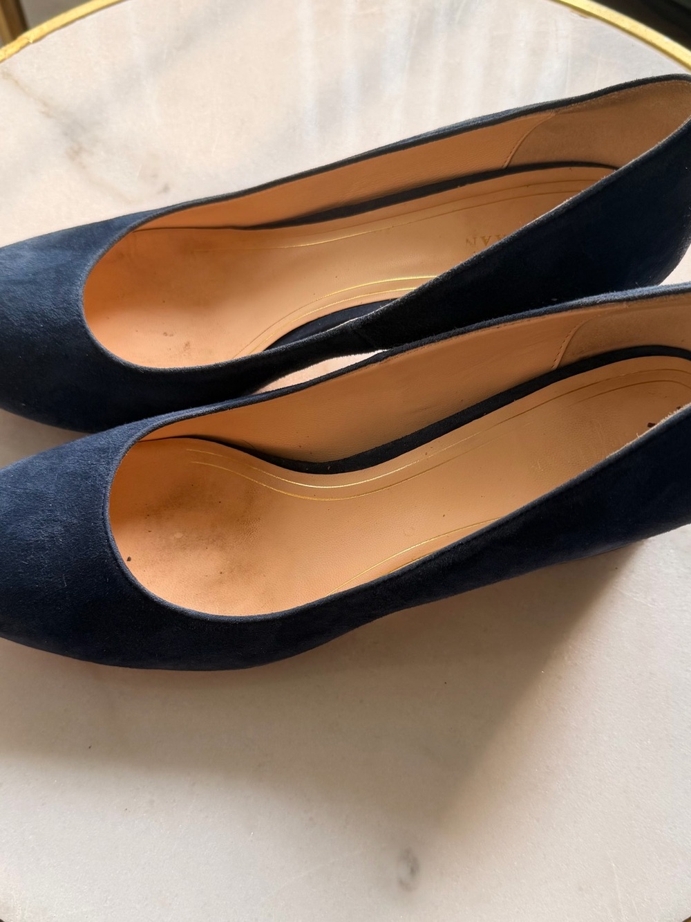 Cole Haan Navy Suede Round-Toe Ballet Flats